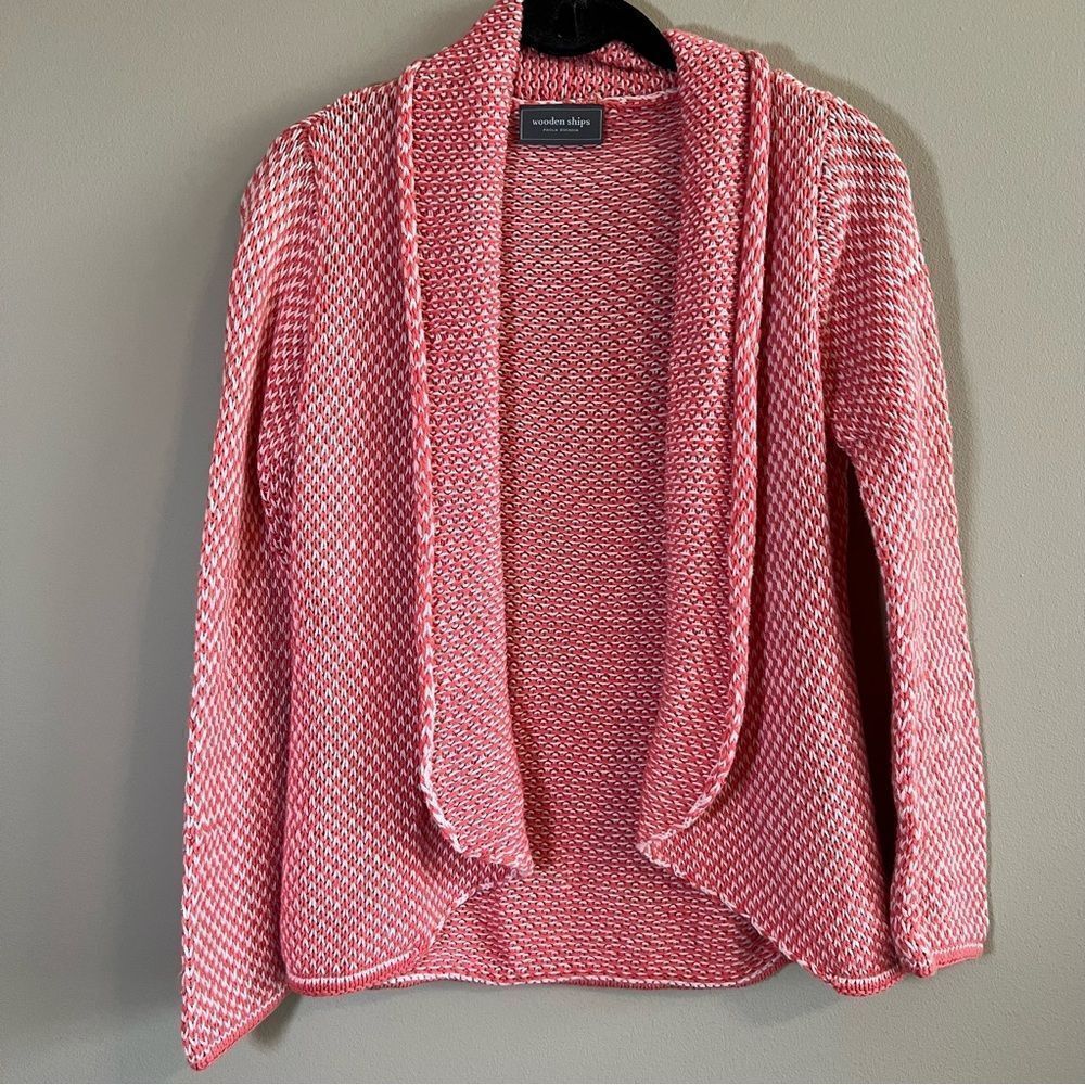 ✨ Wooden Ships Coral Pink Open Front Knit Cozy Soft Cardigan S/M